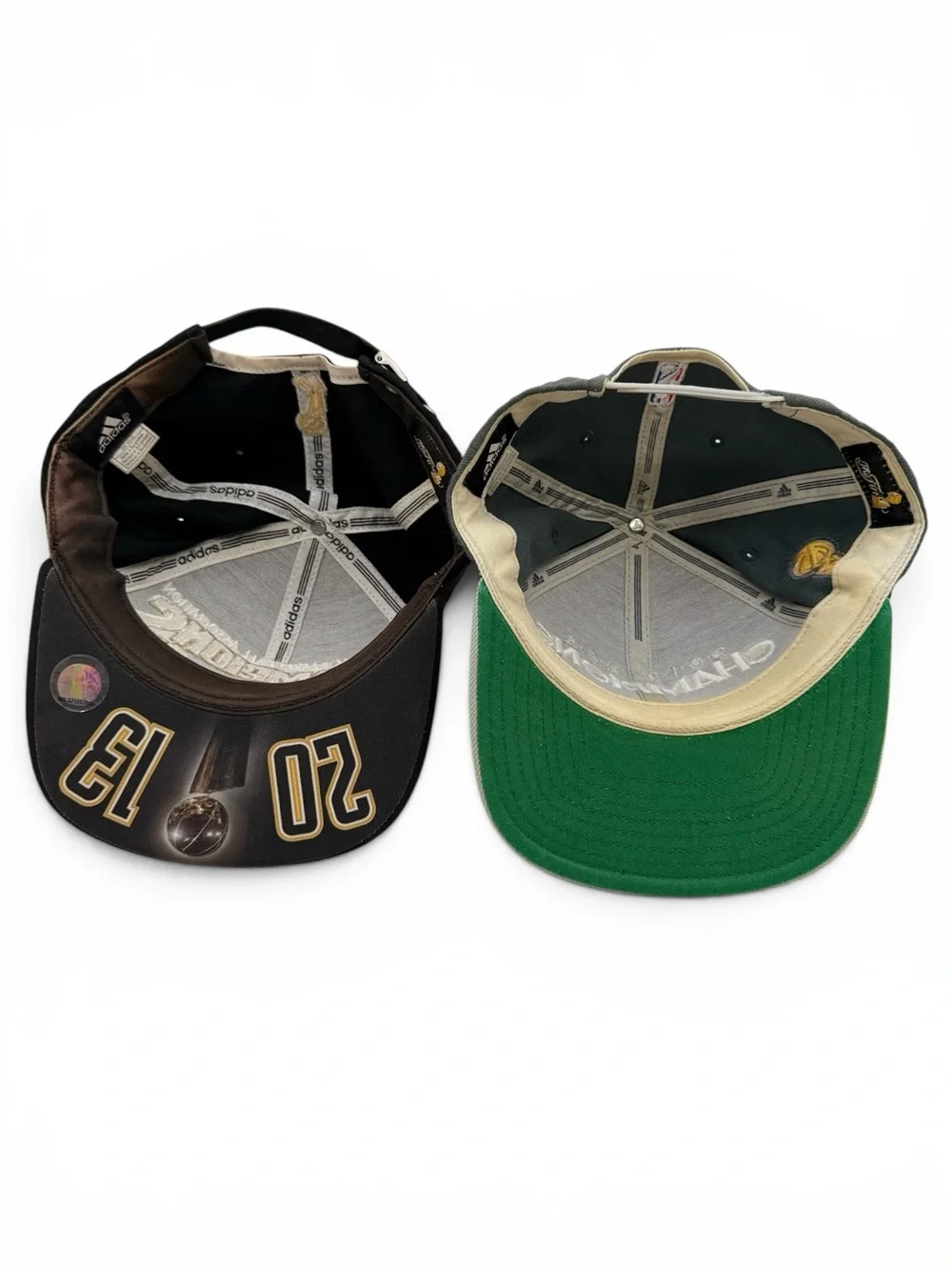 Adidas Miami Heat 2012 & 2013 NBA Champions Locker Room Snapback Hats Set of 2